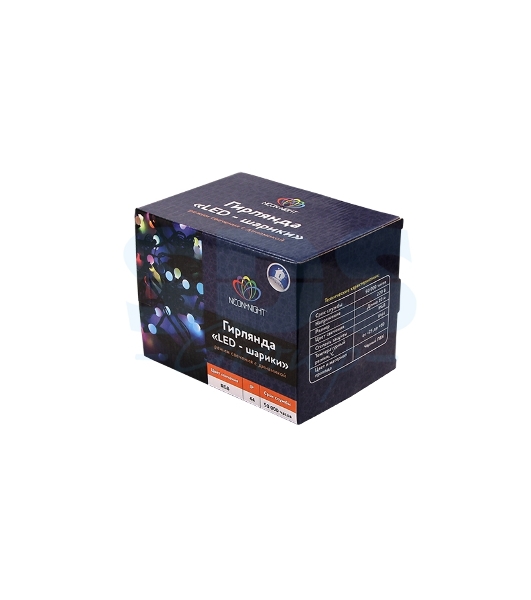 Гирлянда Neon-night 'Мультишарики' Ø23 мм, 10 м, черный ПВХ, 80 диодов, цвет RGb