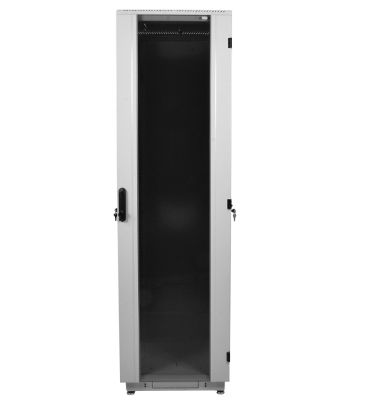 Шкаф телекоммуникационный напольный 42U (800x800) дверь стекло, черный