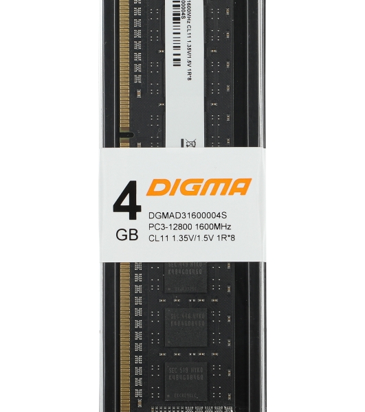 Оперативная память Digma, DDR3, 4Gb (1x4GB), 1600MHz, CL11, DIMM
