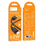 Кабель USB2.0 Hoco Type-C/Type-C, 3А, 60Вт, нейлоновая оплетка, X113, 1м, черный, коробка, фото2