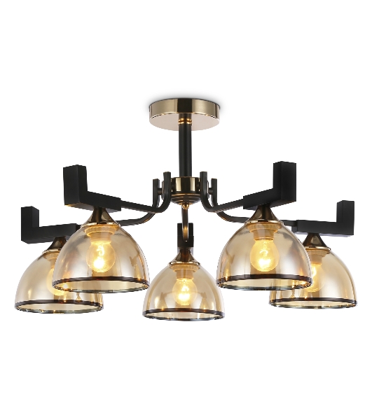 Светильник Ambrella light TR9099/5 BK/GD/TI черный/золото/янтарь E27*5 max 40W D600*316