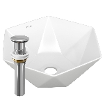 Раковина накладная на столешницу BAU Crystal 40х40, белая + выпуск клик-клак, хром, фото11