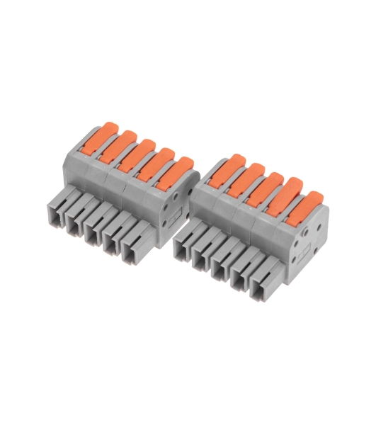 Клемма Rexant СМК 222-425R проходная разъемная 5 полюсов серый 0,2-2,5/4 мм² (20 шт/уп)