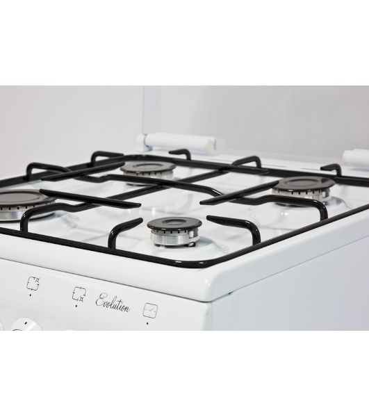 Плита комбинированная De Luxe 506040.00ГЭ (КР) ЧР белый, конфорок 4 шт, духовка 54 л, 50 см x 85 см x 60 см