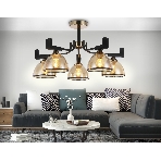Светильник Ambrella light TR9099/5 BK/GD/TI черный/золото/янтарь E27*5 max 40W D600*316, фото7