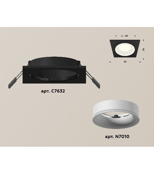 Комплект встраиваемого светильника Ambrella light XC7632001 SBK/SWH черный песок/белый песок MR16 GU5.3 (C7632, N7010)
