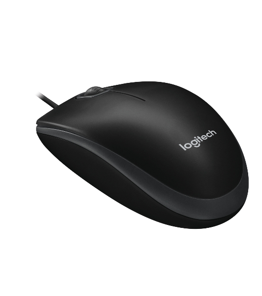 Мышь проводная Logitech B100 черный, 1000 dpi, USB, кнопки - 3