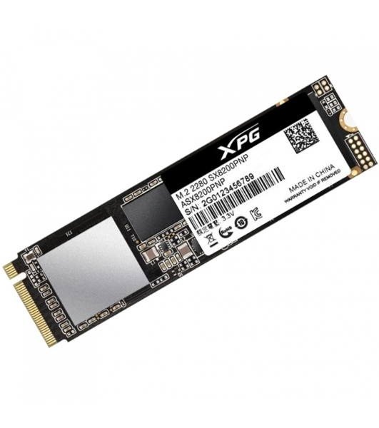 Накопитель SSD XPG SX8200 Pro, 512 Gb, PCIe 3.0 x4, M.2 2280, NVMe, R/W 3350/2350, с радиатором