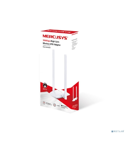 Сетевой адаптер WiFi Mercusys MW300UH USB 2.0 (ант.внеш.несъем.) 2ант.