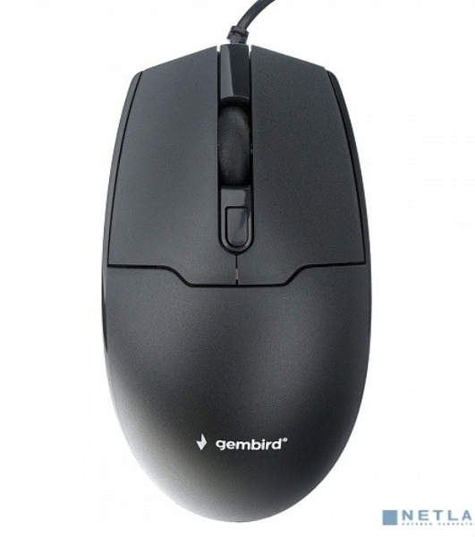 Мышь проводная Gembird MOP-430 черный, 1600 dpi, USB, кнопки - 4