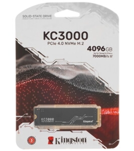 Накопитель SSD Kingston KC3000, 4Tb, PCIe 4.0 x4, M.2 2280, NVMe, R/W 7000/7000, с радиатором
