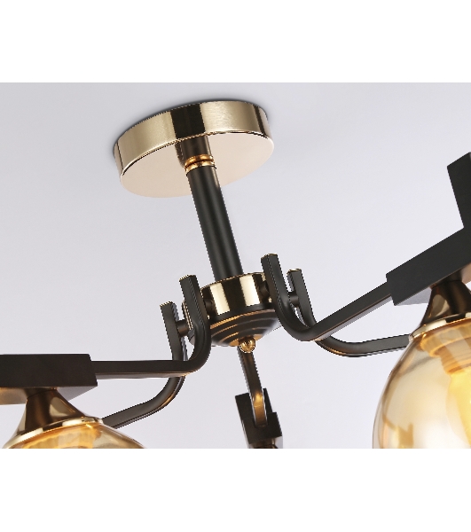 Светильник Ambrella light TR9099/5 BK/GD/TI черный/золото/янтарь E27*5 max 40W D600*316