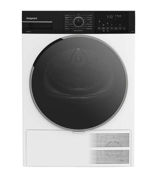 Сушильная машина Hotpoint TDSH 85V B белый, 8 кг, сушка - тепловой насос, программ - 15, 59.7 x 84.6 x 56 см