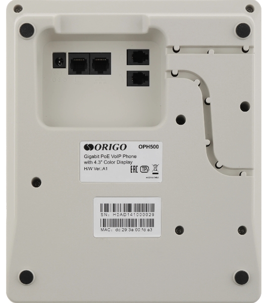Телефон ORIGO IP-телефон с цветным дисплеем 4.3', 1x1000Base-T PoE, 1x1000Base-T, 4 SIP-аккаунта