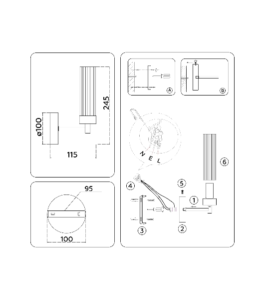 Настенный светильник Ambrella light LH55164 BS/CL латунь/прозрачный E14 max 40W 155*100*245