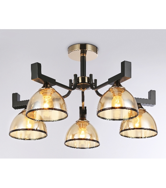 Светильник Ambrella light TR9099/5 BK/GD/TI черный/золото/янтарь E27*5 max 40W D600*316