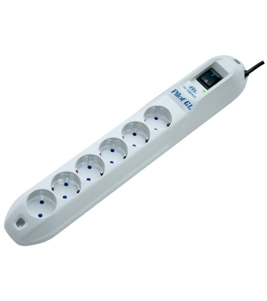 Сетевой фильтр Pilot GL 6 розеток (5 евро + 1 без заземления) 3 м Surge protector Pilot GL 6 outlets (5 euro + 1 without ground) 10A/2.2kVt, 3m