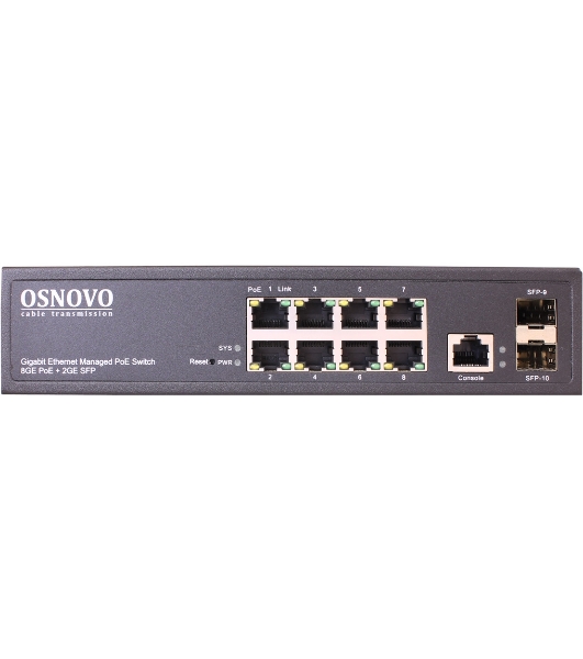 Коммутатор Osnovo SW-80802/L(150W) 8G 2SFP 8PoE+ 150W управляемый