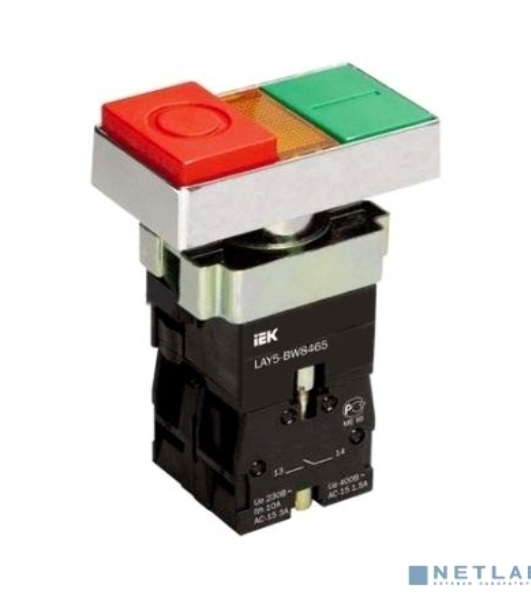 Кнопка LAY5-BW8465 'I-O' сдвоенная c подсв. IEK BBD40-BW-K51
