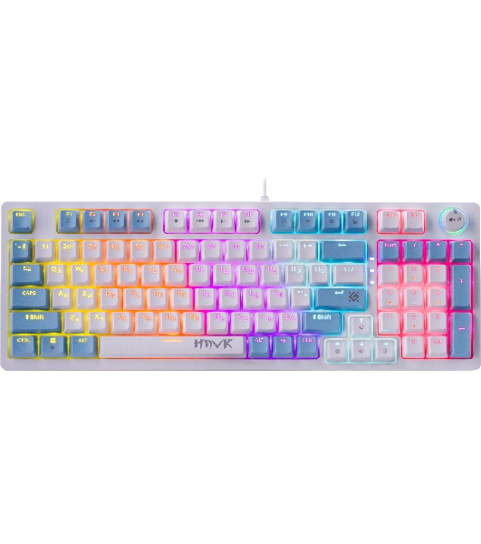 Клавиатура проводная Defender Hawk GK-418, USB, белый/голубой