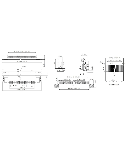 Разъем FPC Half Coverage Bottom Contact 1.0K-BX-16PWB 16 pin высота 2мм шаг 1мм