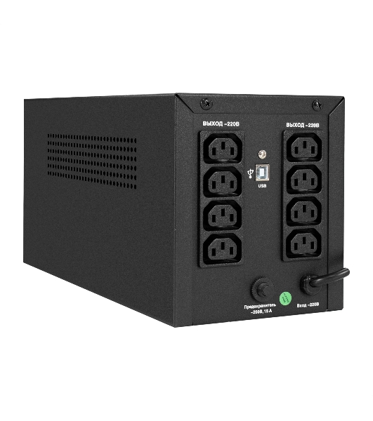 Источник бесперебойного питания ExeGate Power NB-2200.LED.AVR.8C13.USB (2200VA/1300W, LED, AVR, 8*C13, USB, батарея 12V 9Ah - 2 шт., металлический корпус, Black)