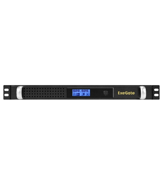Источник бесперебойного питания ExeGate 1U ServerRM UNL-1000.LCD.AVR.6C13.RJ.USB.1U 1000VA/600W, LCD, AVR, 6*C13, RJ, USB, 1U, установка в стойку, черный