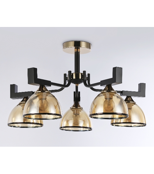 Светильник Ambrella light TR9099/5 BK/GD/TI черный/золото/янтарь E27*5 max 40W D600*316