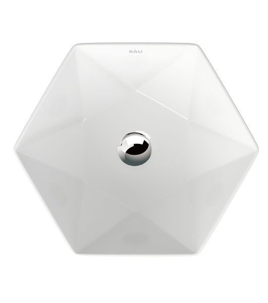 Раковина накладная на столешницу BAU Crystal 40х40, белая + выпуск клик-клак, хром