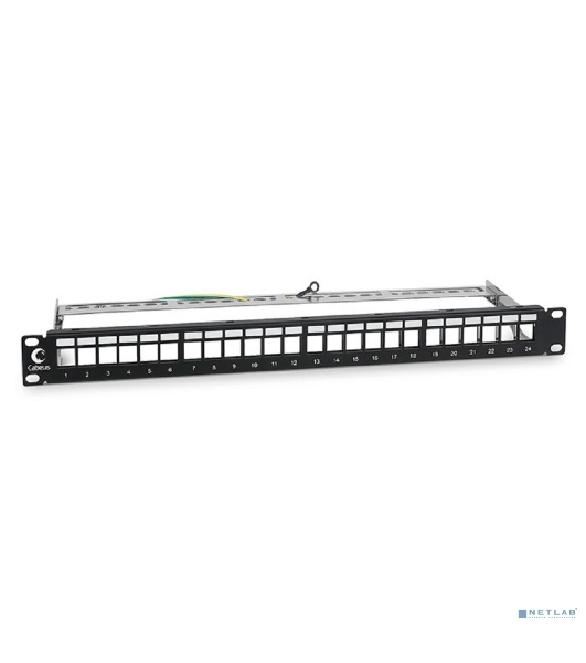 Комм. патч-панель Cabeus, 19', 1HU, портов: 24 х keystone, кат. 5-7A, неэкр., черный, без модулей, (PLB-24-SH)