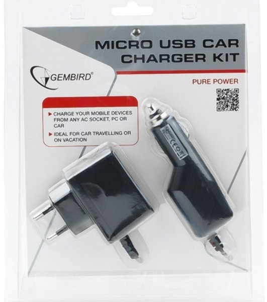 Набор зарядных устройств Gembird с Micro-USB разъемом MP3A-CAR-KIT1 110/220V-5V и 12VDC-5V черный