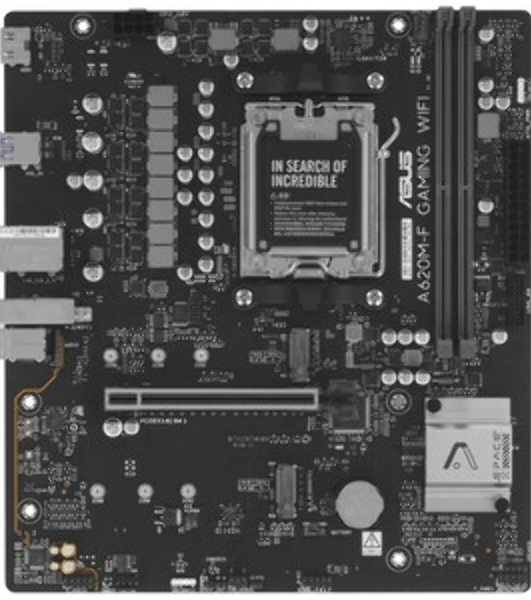 Материнская плата ASUS A620M-F GAMING WIFI, AM5, AMD A620, 2xDDR5, 2xM.2, 1xPCIe 4.0 x16, 1xHDMI, 1x2.5Gb LAN, Wi-Fi 6E, Bluetooth 5.3, 2xUSB-A 5Gbps, 2xUSB-A 2.0, 3x3.5 мм, 7.1, mATX