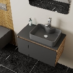 Комплект: тумба Bau Dream Blackwood графит 80, раковина BAU Cerama 48х37, темно-серая, смеситель Hotel Stil, нерж сталь, выпуск клик клак белый, фото14