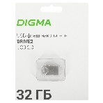 Флешка USB Digma DRIVE2 (DGFUM032A20SR), 32Gb, USB 2.0, R/W 20/10, серебристый, фото 1