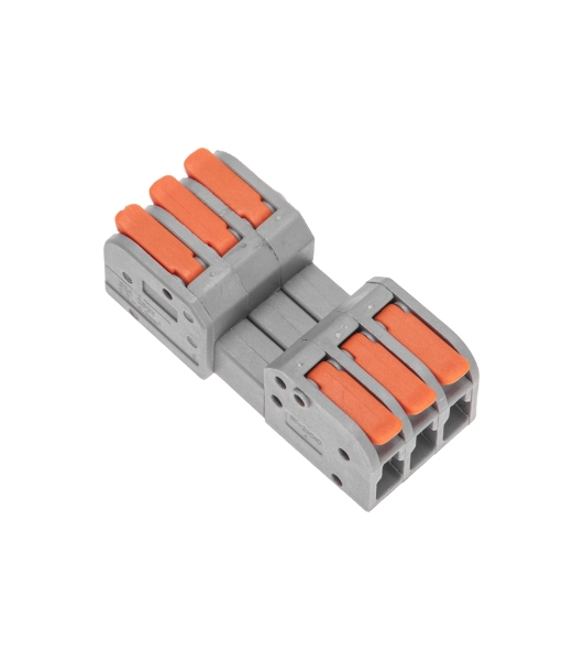 Клемма Rexant СМК 222-423R проходная разъемная 3 полюса серый 0,2-2,5/4 мм² (40 шт/уп)