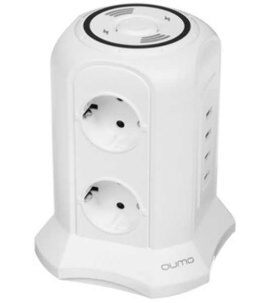 Сетевой фильтр Qumo Power Tower Pro + Wireless SFU2 (P-0010) черный, 6 розеток