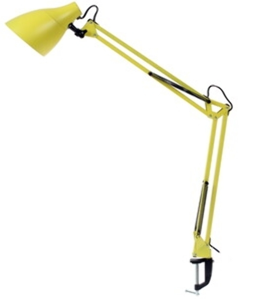 Светильник настольный Camelion KD-335 C07 желтый с метал. струбциной, 230V, 40W, E27