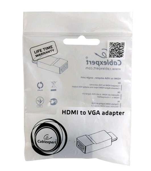 Переходник HDMI-VGA Cablexpert A-HDMI-VGA-02, 19M/15F, Jack3.5 аудиовыход