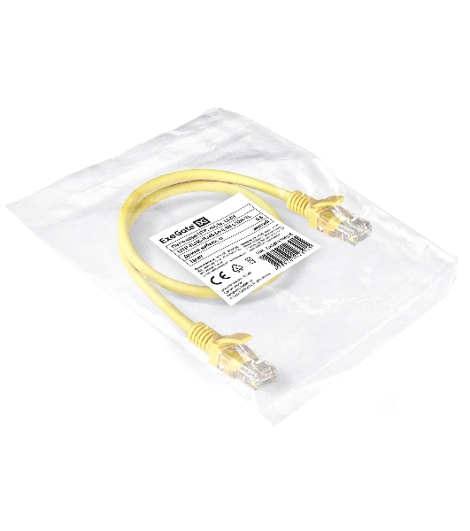 Патч-корд ExeGate EX286376RUS UTP-RJ45-RJ45-5e-0,5M-LSZH-YL, UTP, cat.5e, LSZH, 0.5м, желтый