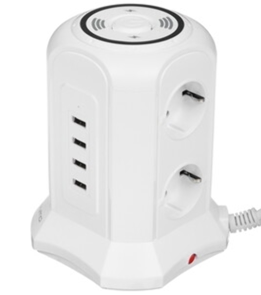 Сетевой фильтр Qumo Power Tower Pro + Wireless SFU2 (P-0010) черный, 6 розеток