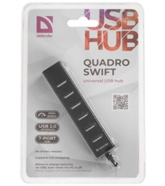USB-концентратор Defender Quadro Swift, USB 2.0, USB 7 портов, USB