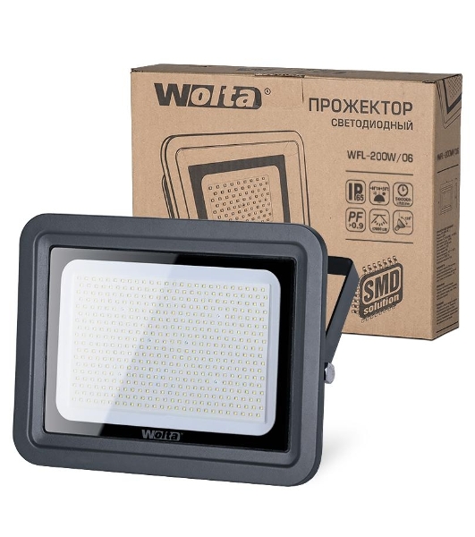 Светодиодный прожектор WOLTA WFL-200W/06 5500K, 200 W SMD, IP 65,цвет серый, слим