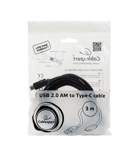 Кабель Cablexpert CCP-USB2-AMCM-10 USB2.0 AM/USB3.1TypeC, 3м, 