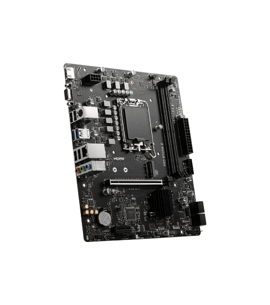 Материнская плата MSI PRO B760M-E, LGA 1700, Intel B760, 2xDDR5, 4xSATA, 1xM.2, 1xPCIe 4.0 x16, 1xPCIe 4.0 x1, 1xHDMI, 1xVGA, 1x1Gb LAN, 2xUSB-A 3.2 Gen 1, 4xUSB-A 2.0, 3x3.5 мм, 7.1, mATX