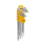 Набор ключей имбусовых Tamper-Torx Kranz 9 шт., ТТ10-ТТ50, закаленные, удлиненные, никель, фото 1