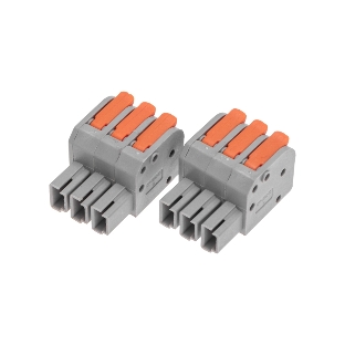 Клемма Rexant СМК 222-423R проходная разъемная 3 полюса серый 0,2-2,5/4 мм² (40 шт/уп)