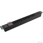 Блок розеток горизонтальный ExeGate ServerPro PDU-19H001 Al-10С13-C14-SW, 1U, Алюминий, 10 IEC 320 C13, С14, выкл. с подсветкой, черный, фото2