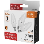 Лампа светодиодная Gauss Basic 1033116T 5.5Вт цок.:E14 свеча 240B 3000K св.свеч.белый.теп. (упак.:3шт), фото6