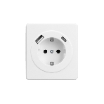 Розетка Kranz ROUND 1-ая с/з с/у з/ш 16А с USB A+C быстрой зарядки 5В/3А перламутр, фото 1