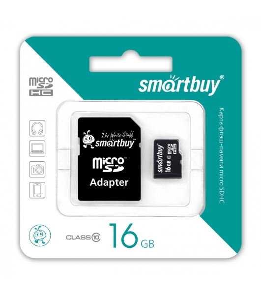 Флеш карта Smartbuy microSD 16Gb, microSDHC Class 10 (SD адаптер)